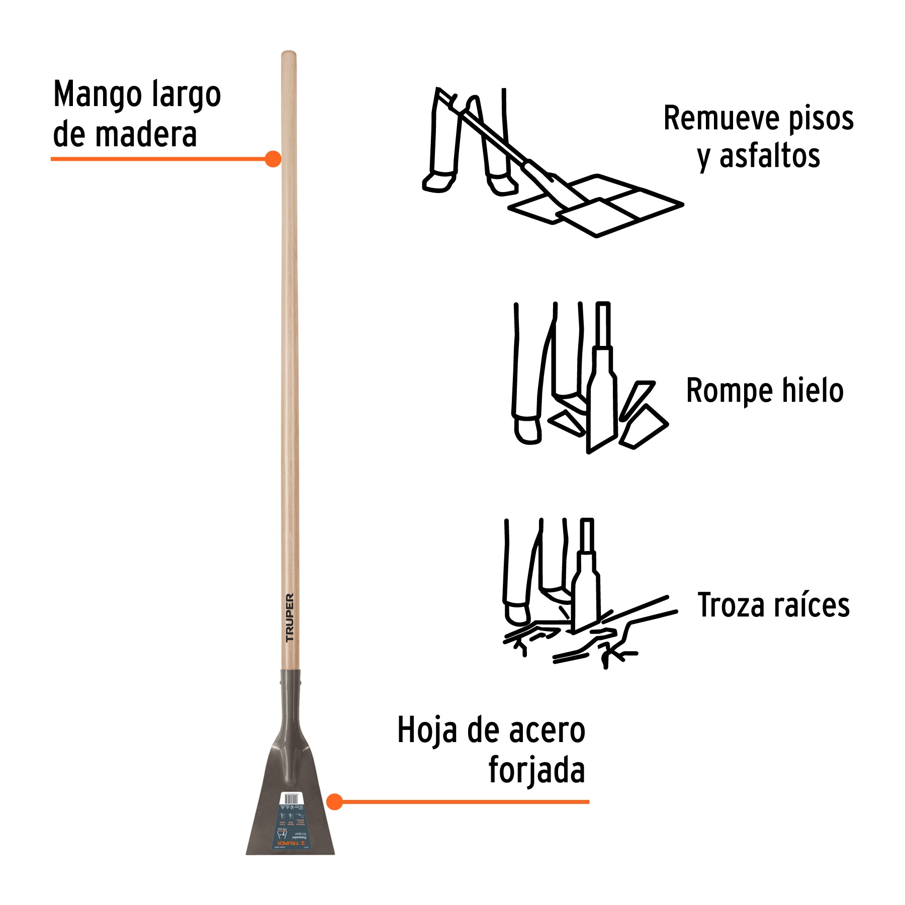 Raspador 7", mango largo 54"