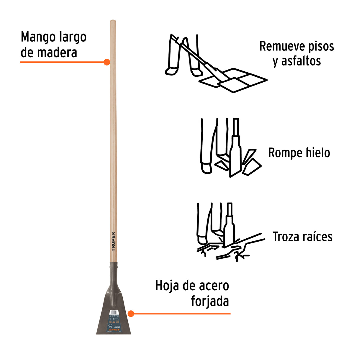 Raspador 7", mango largo 54"