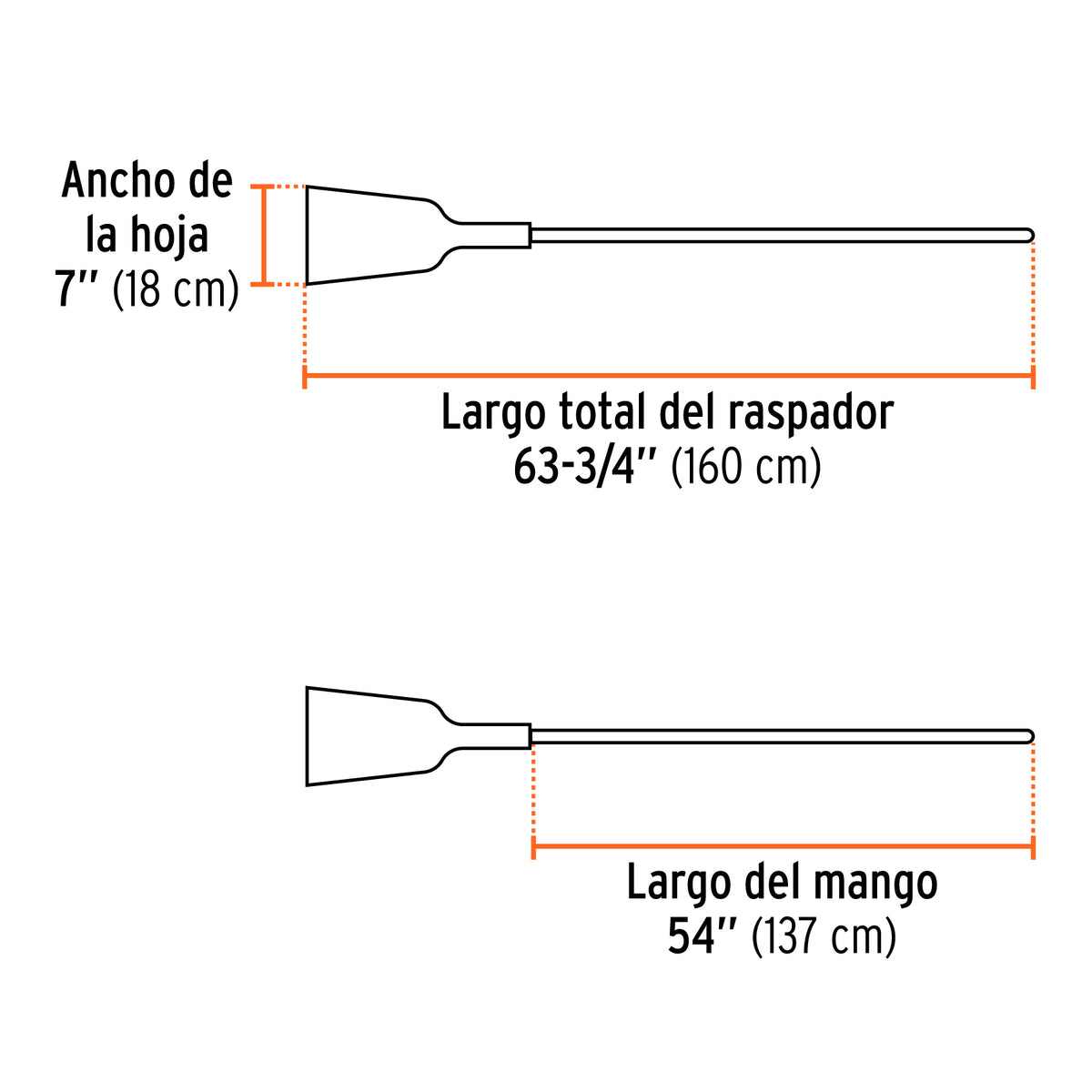 Raspador 7", mango largo 54"