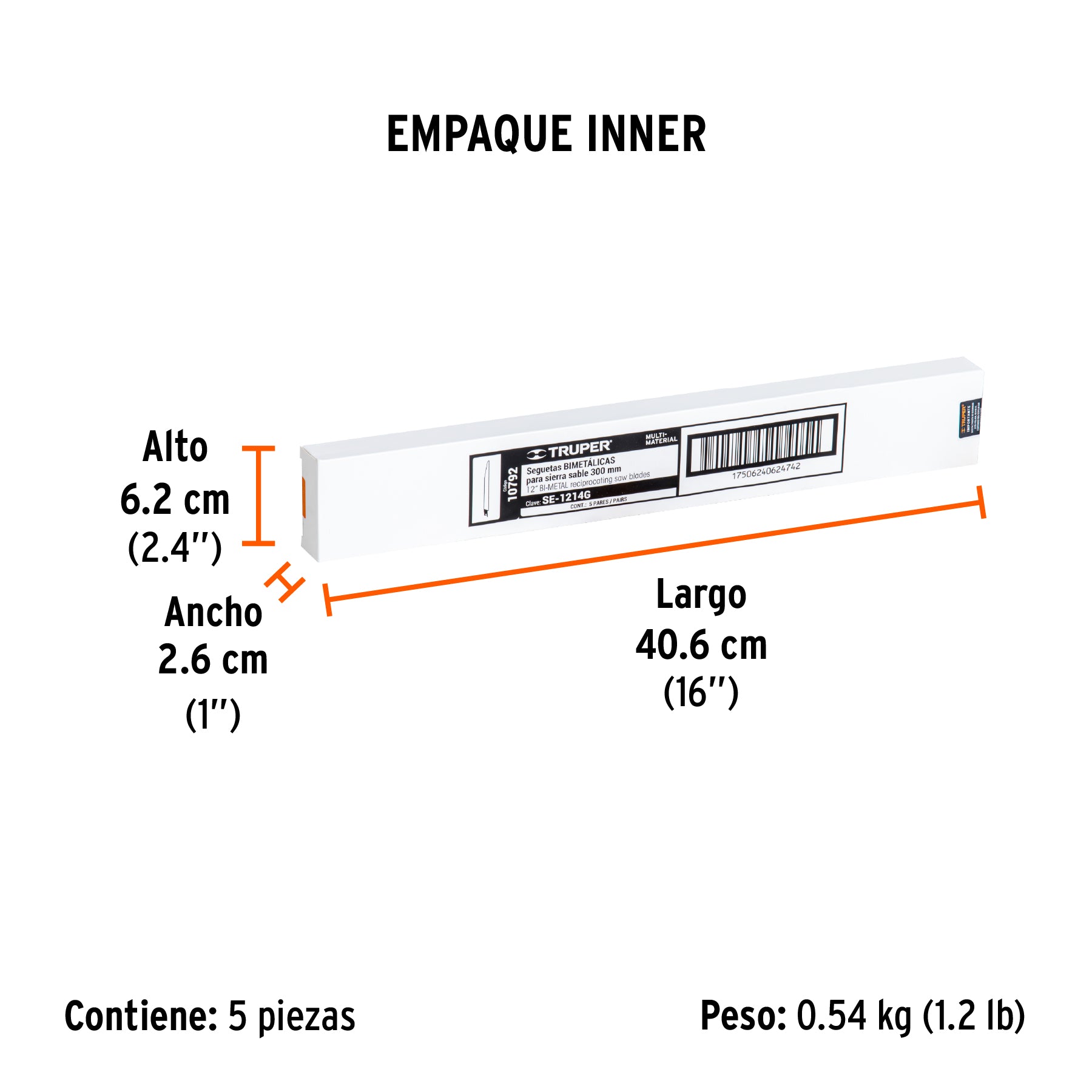 Segueta sierra sable, 12", 10-14 DPP, cónica, usos generales