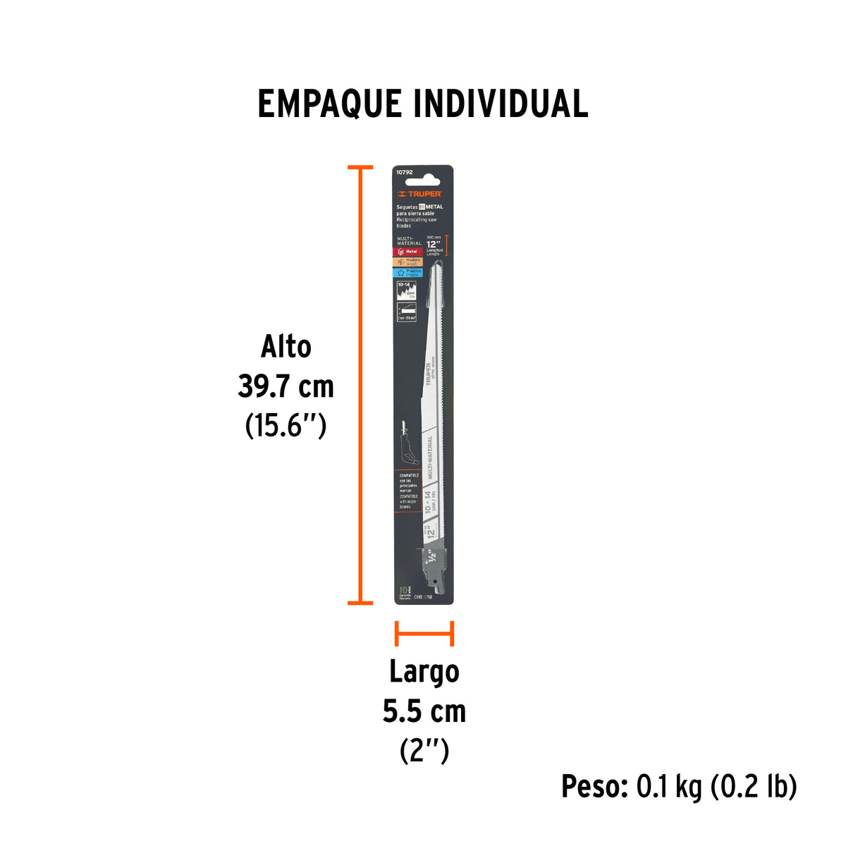 Segueta sierra sable, 12", 10-14 DPP, cónica, usos generales