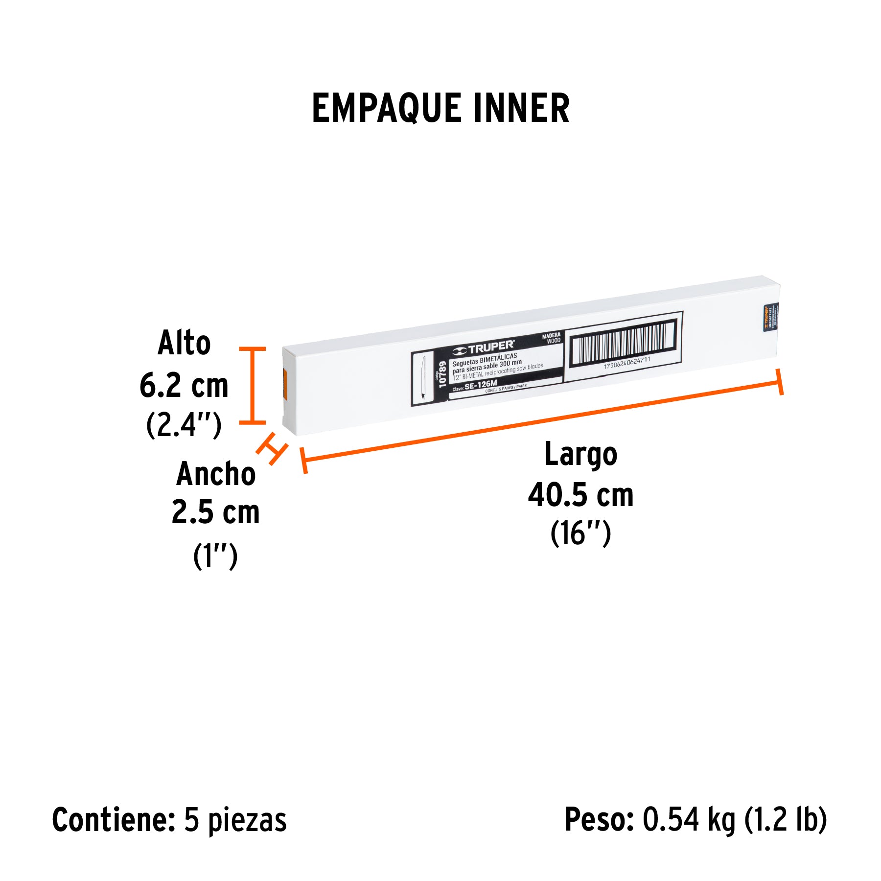Segueta sierra sable, 12", 6 DPP, cónica para madera, 2 pzas