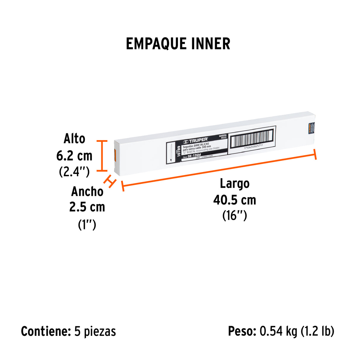 Segueta sierra sable, 12", 6 DPP, cónica para madera, 2 pzas
