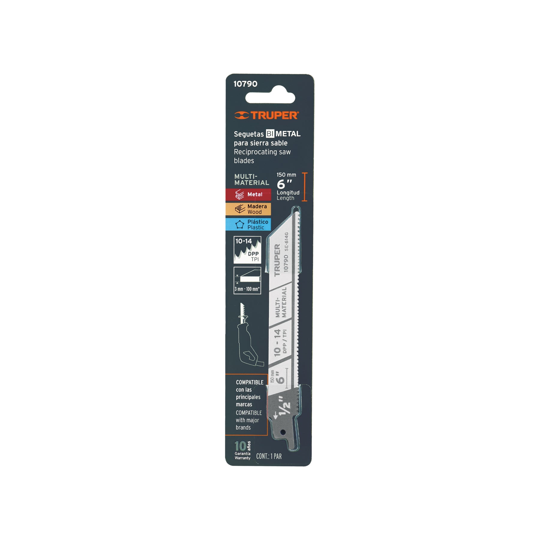 Segueta sierra sable, 6", 10-14 DPP, recta, usos generales