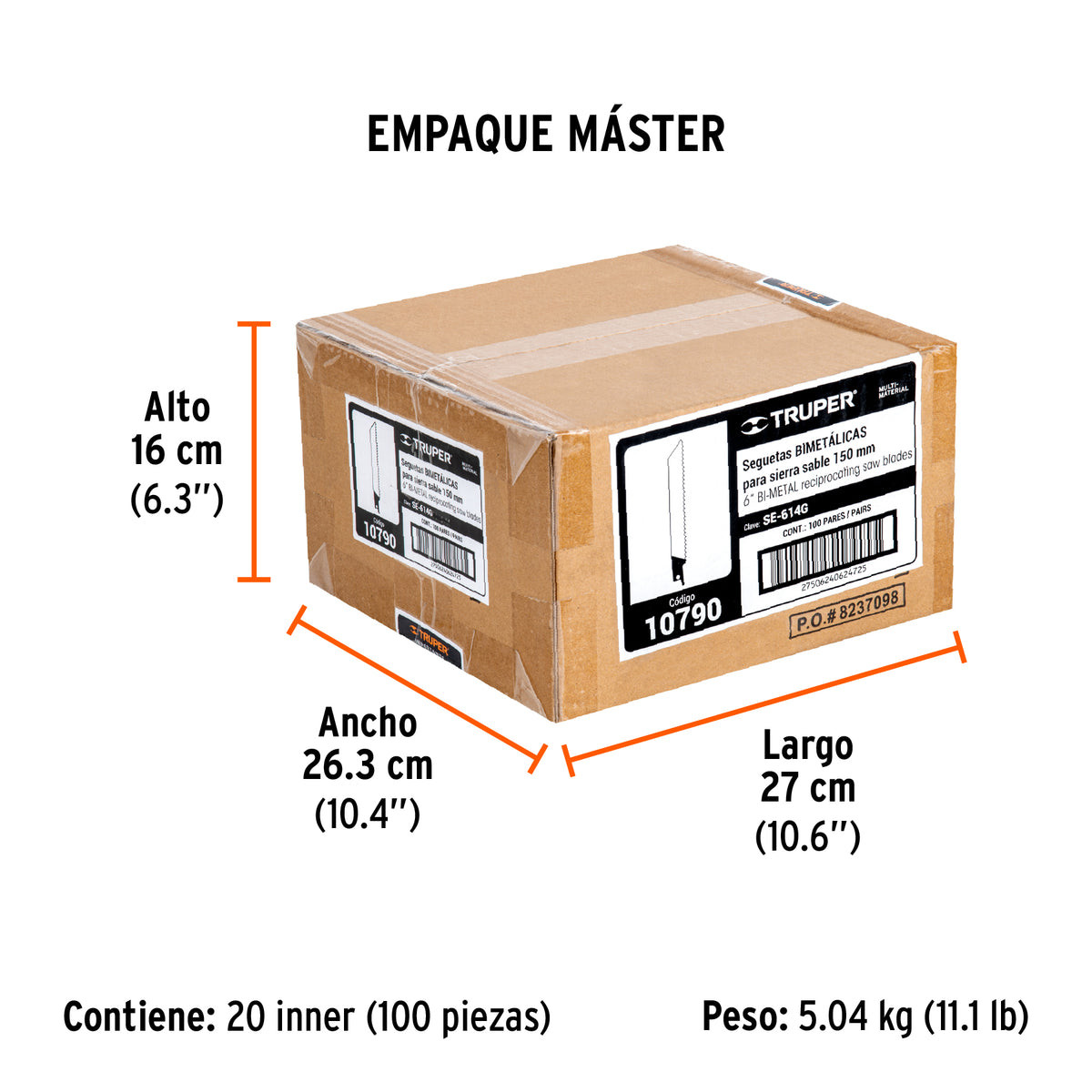 Segueta sierra sable, 6", 10-14 DPP, recta, usos generales