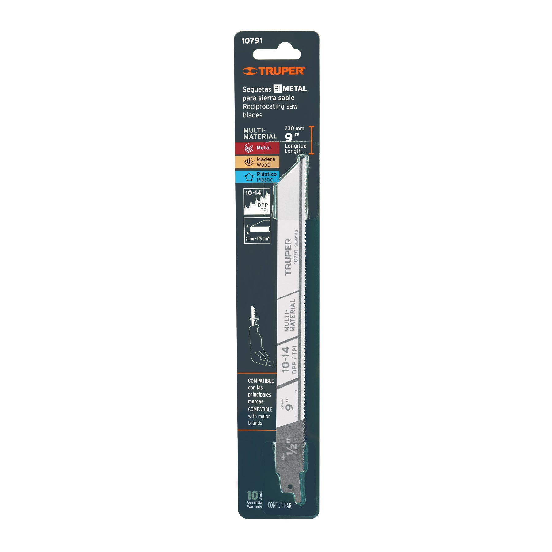 Segueta sierra sable, 9", 10-14 DPP, recta, usos generales