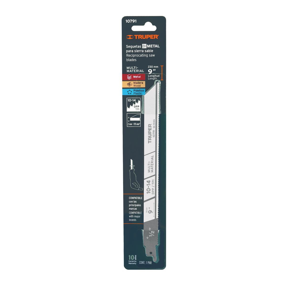 Segueta sierra sable, 9", 10-14 DPP, recta, usos generales