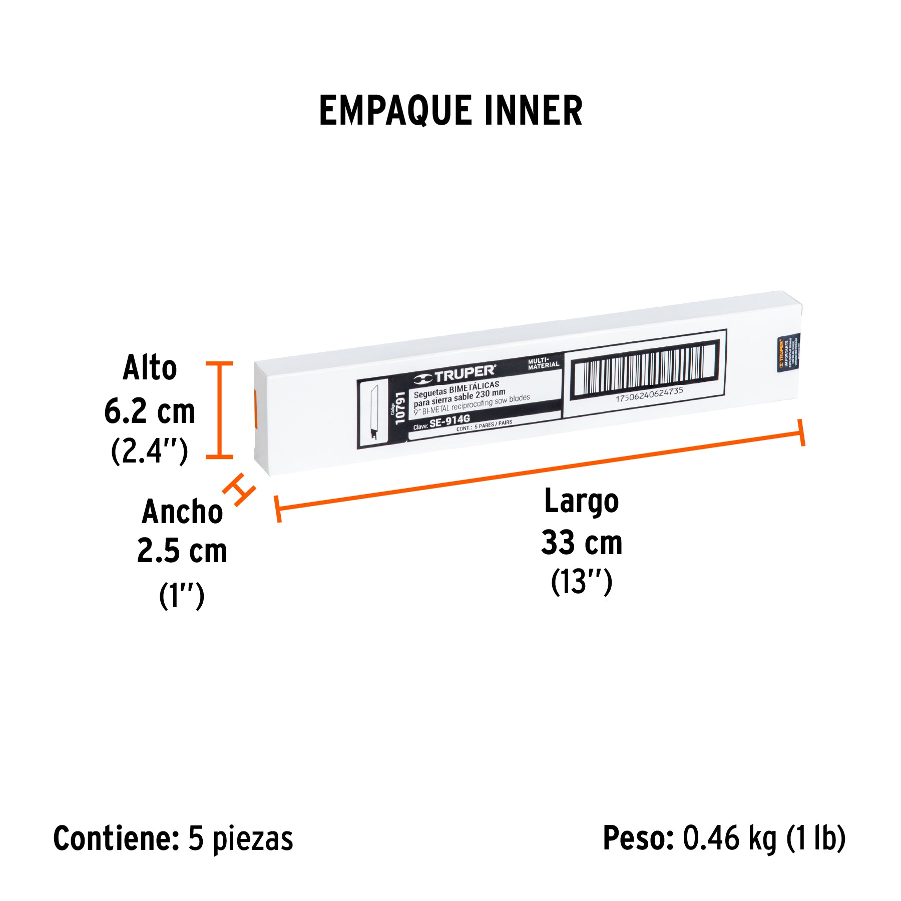 Segueta sierra sable, 9", 10-14 DPP, recta, usos generales