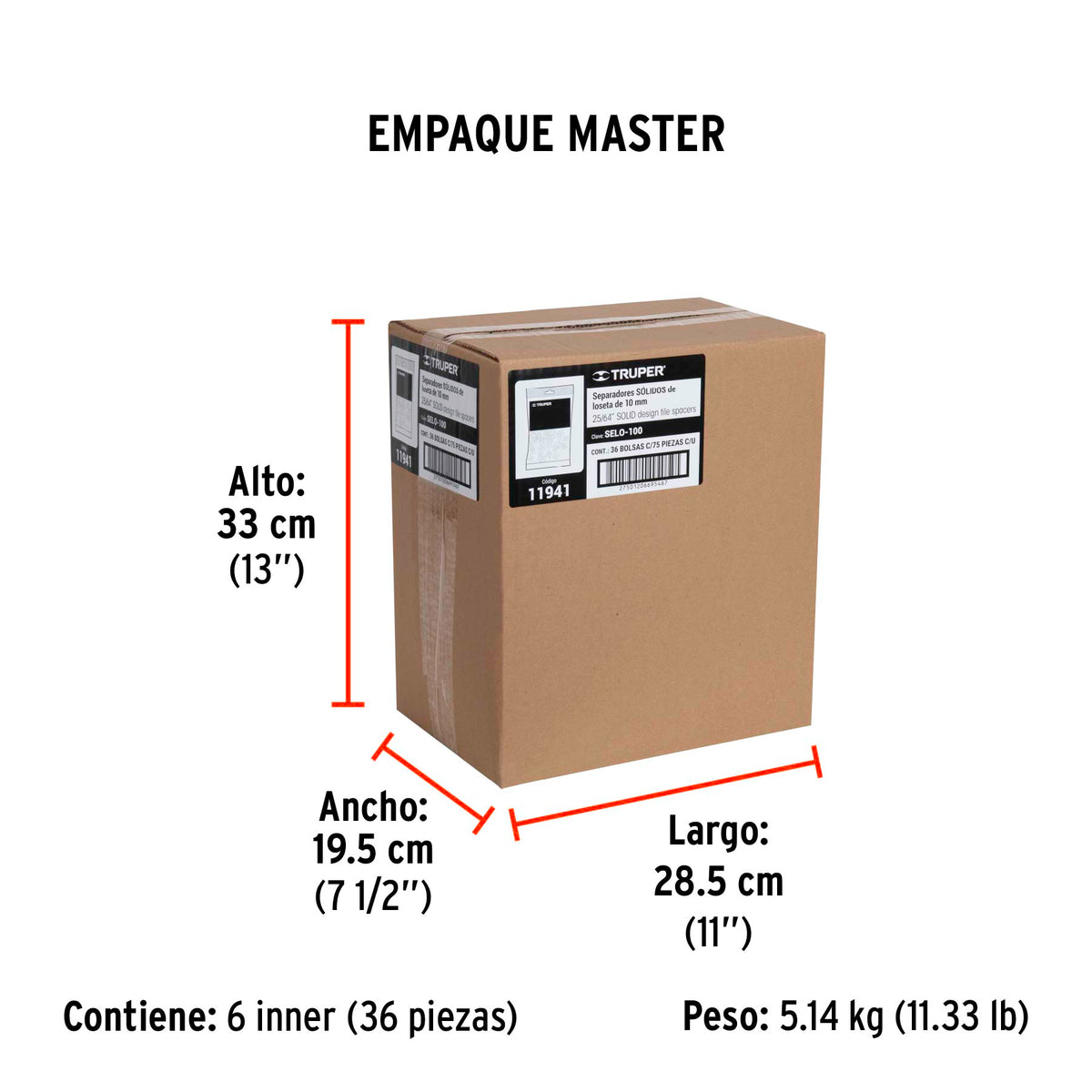 Separadores de losetas, 10 mm, bolsa con 75 pzas