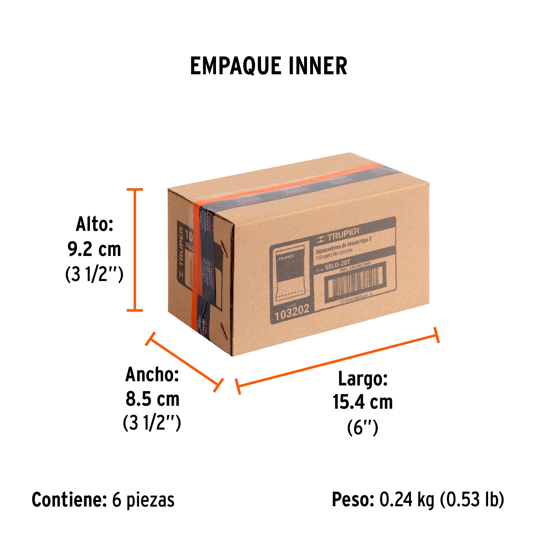 Bolsa con 200 separadores 'T' de 2 mm de losetas, Truper