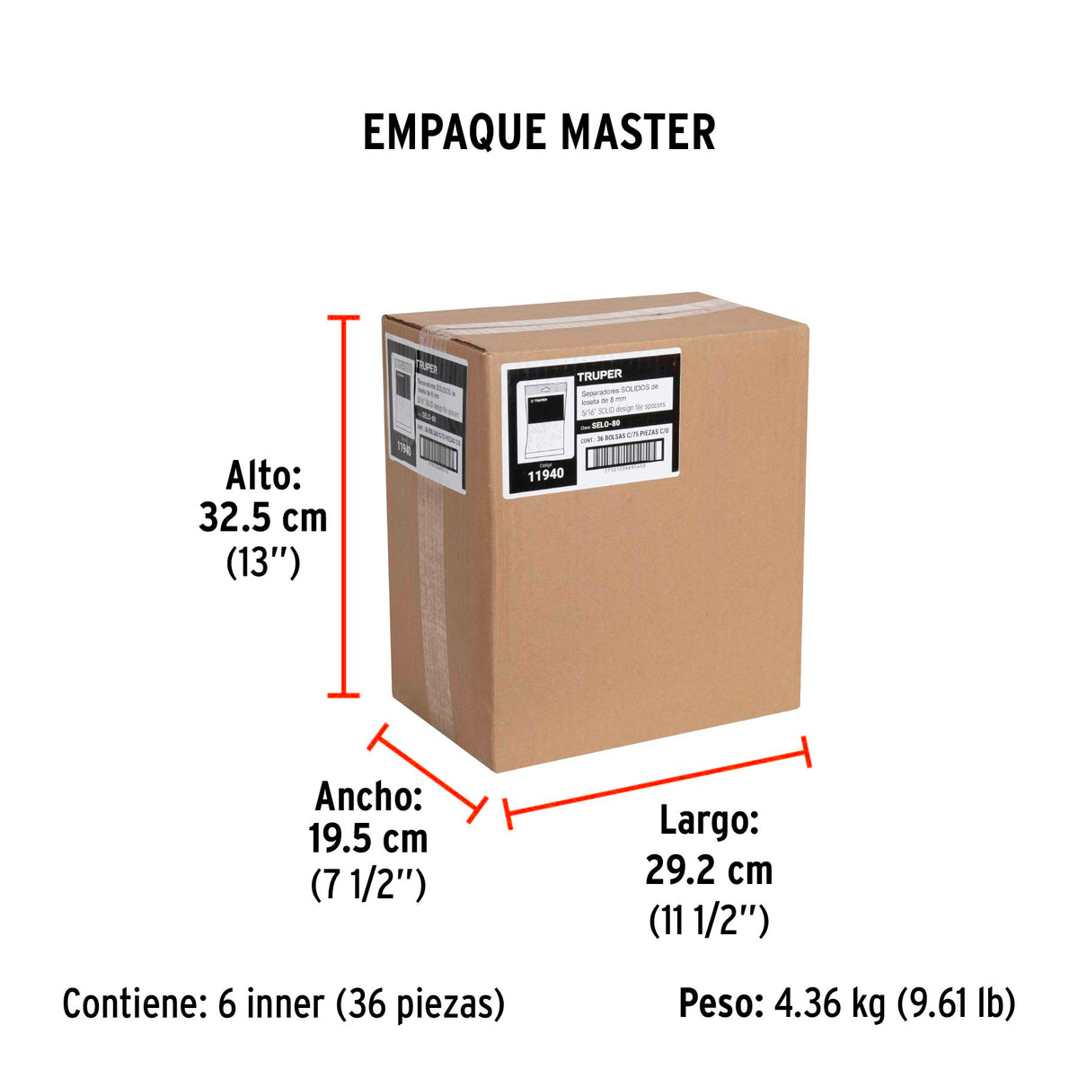 Separadores de losetas, 8 mm, bolsa con 75 pzas