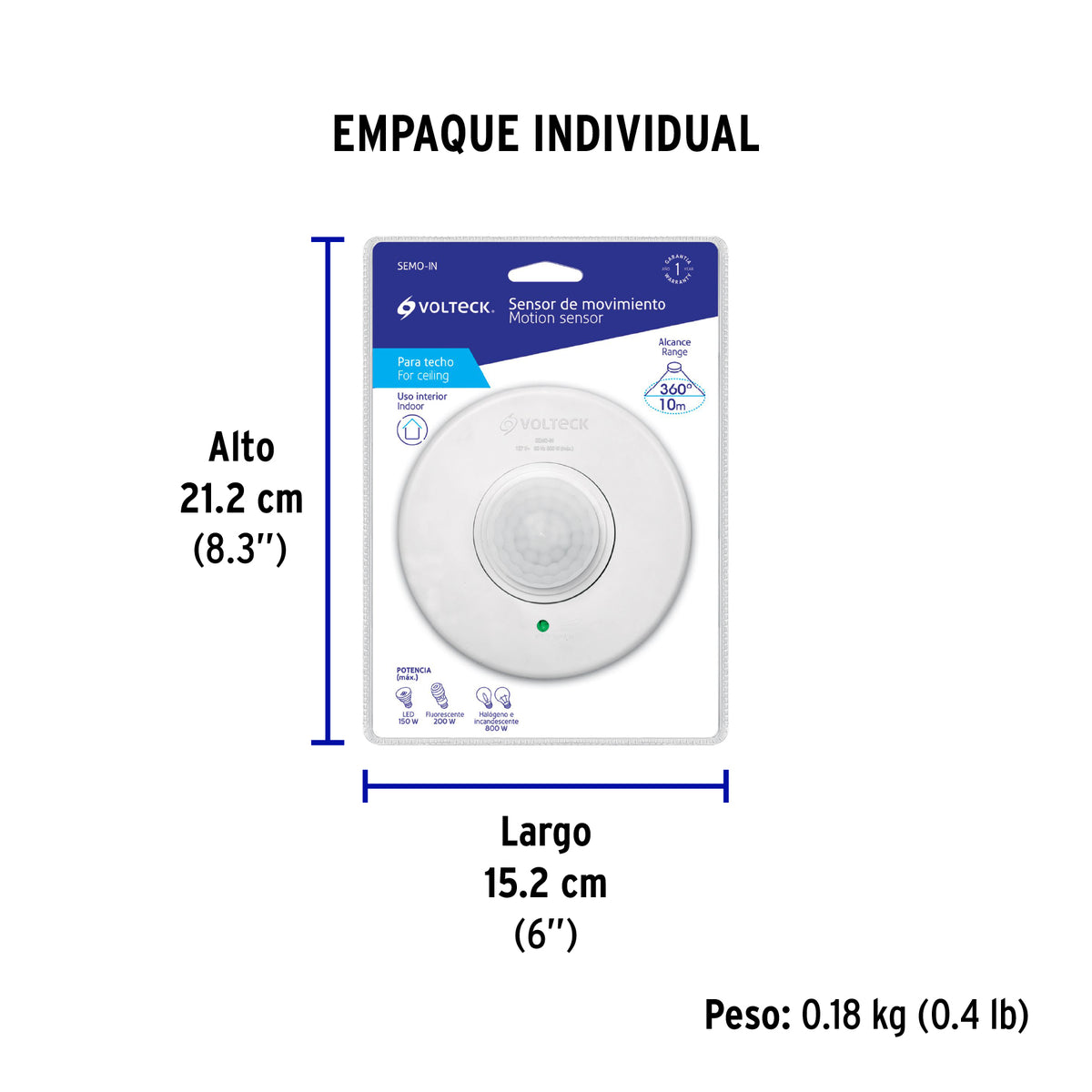 Sensor de movimiento para interior, línea Classic, Volteck