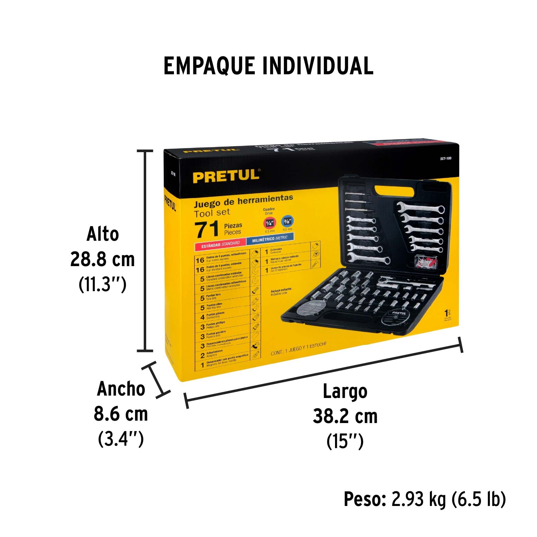 Set de herramientas para mecánica, 71 piezas, Pretul