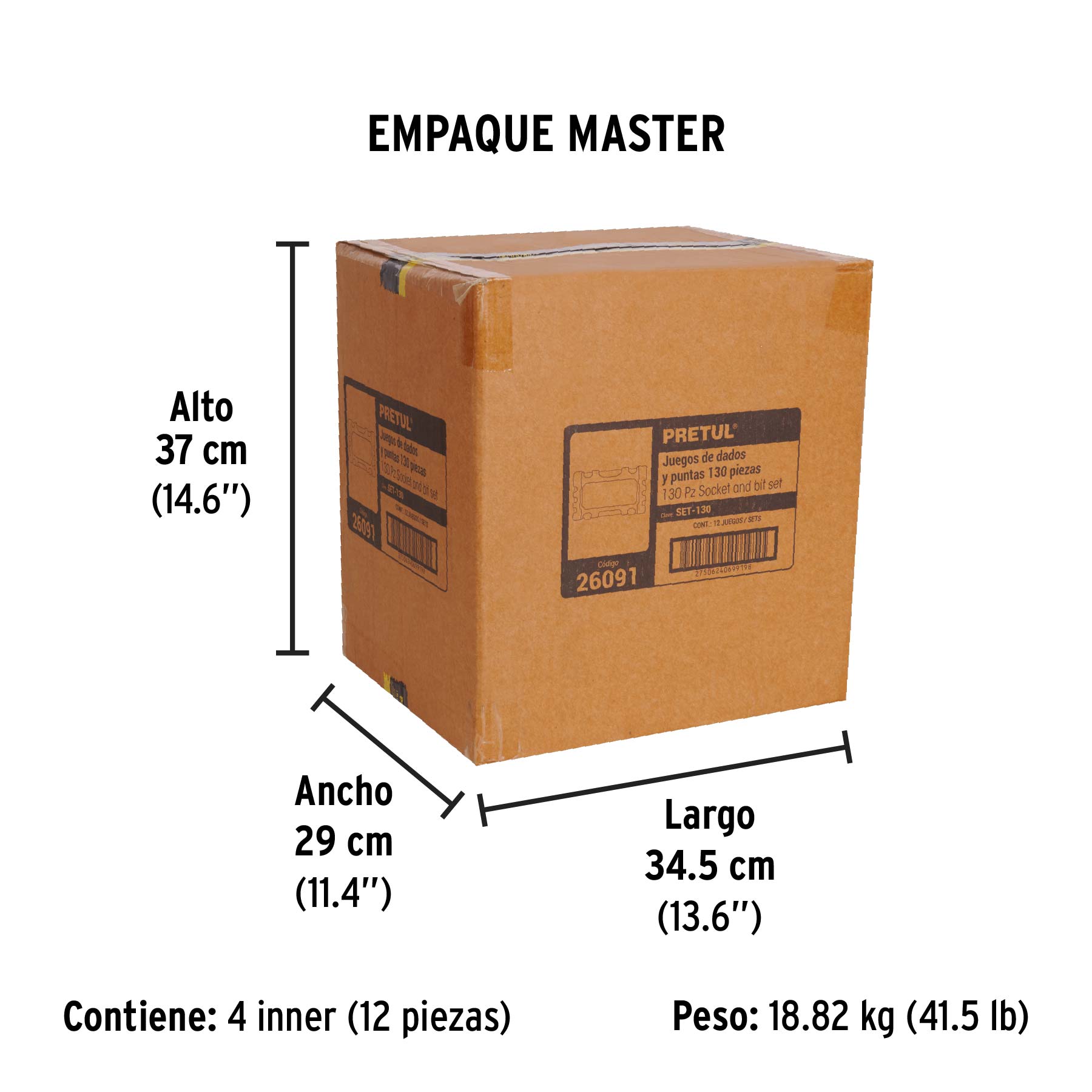 Juego de 130 herramientas 1/4' para mecánico, Pretul