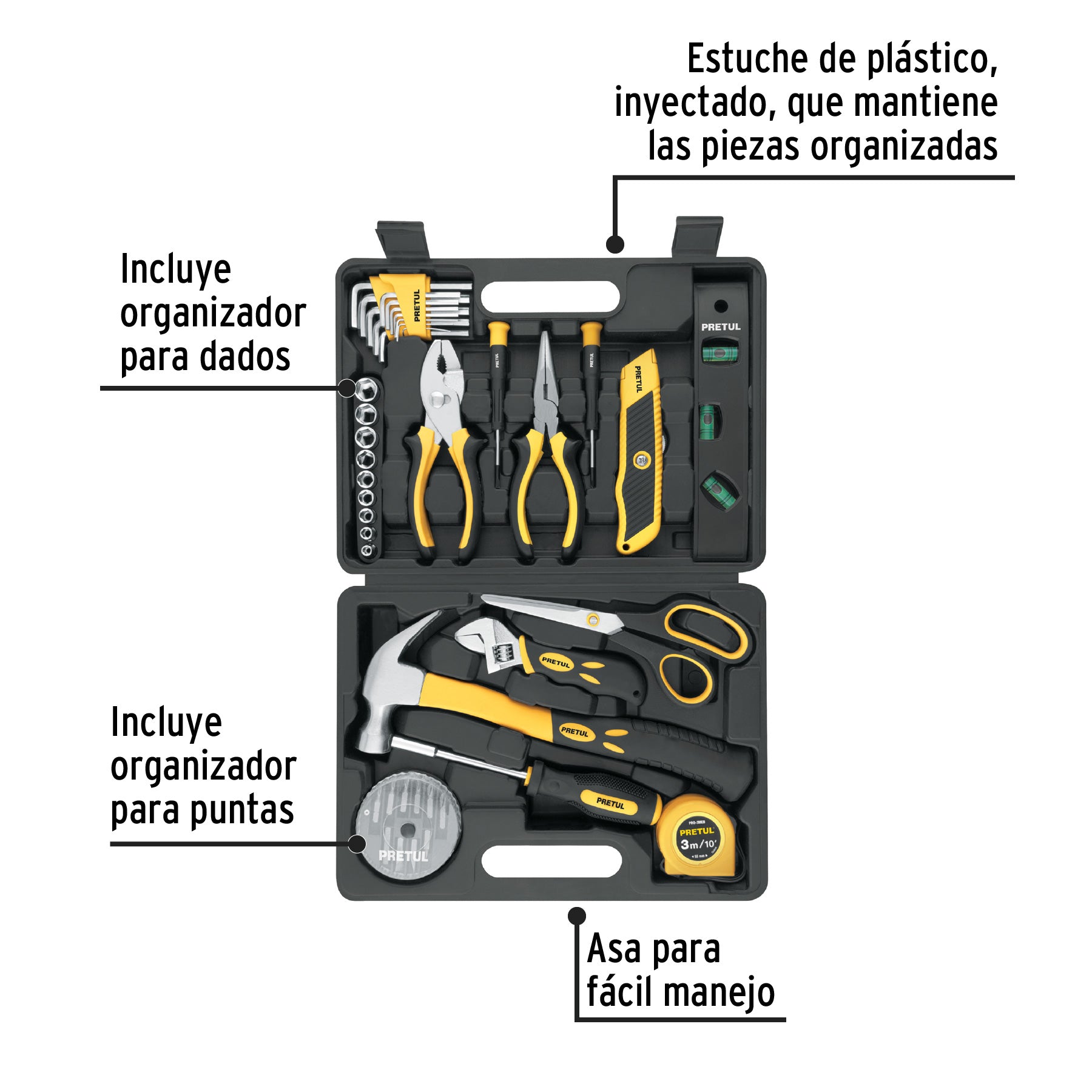 Set de herramientas, 42 piezas, comfort grip, Pretul