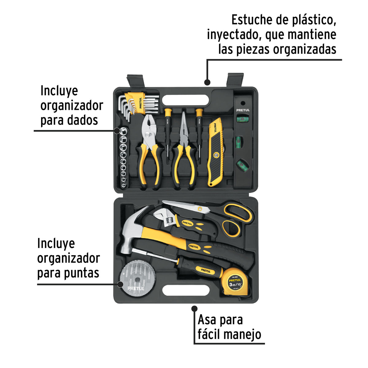 Set de herramientas, 42 piezas, comfort grip, Pretul