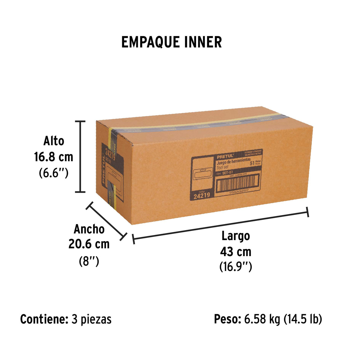 Set de herramientas para mecánica, 51 piezas, Pretul