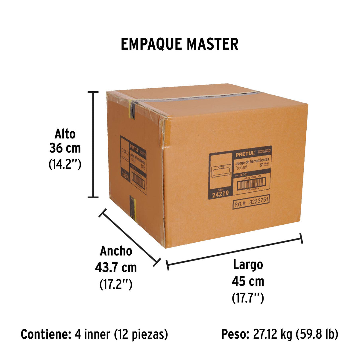 Set de herramientas para mecánica, 51 piezas, Pretul