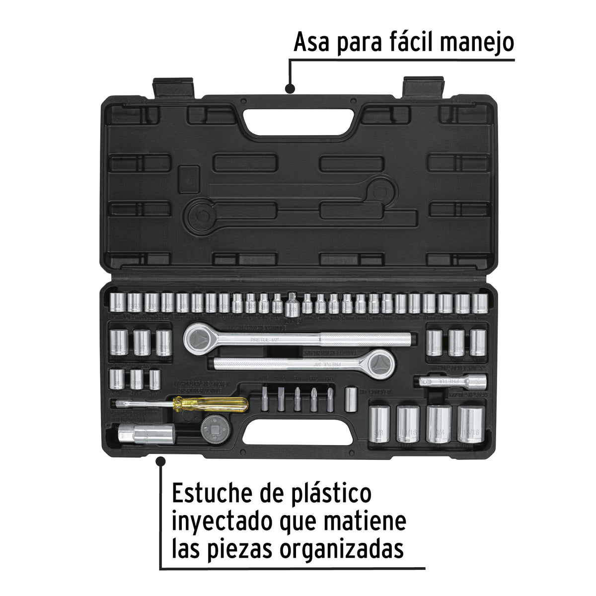 Set de herramientas para mecánica, 51 piezas, Pretul