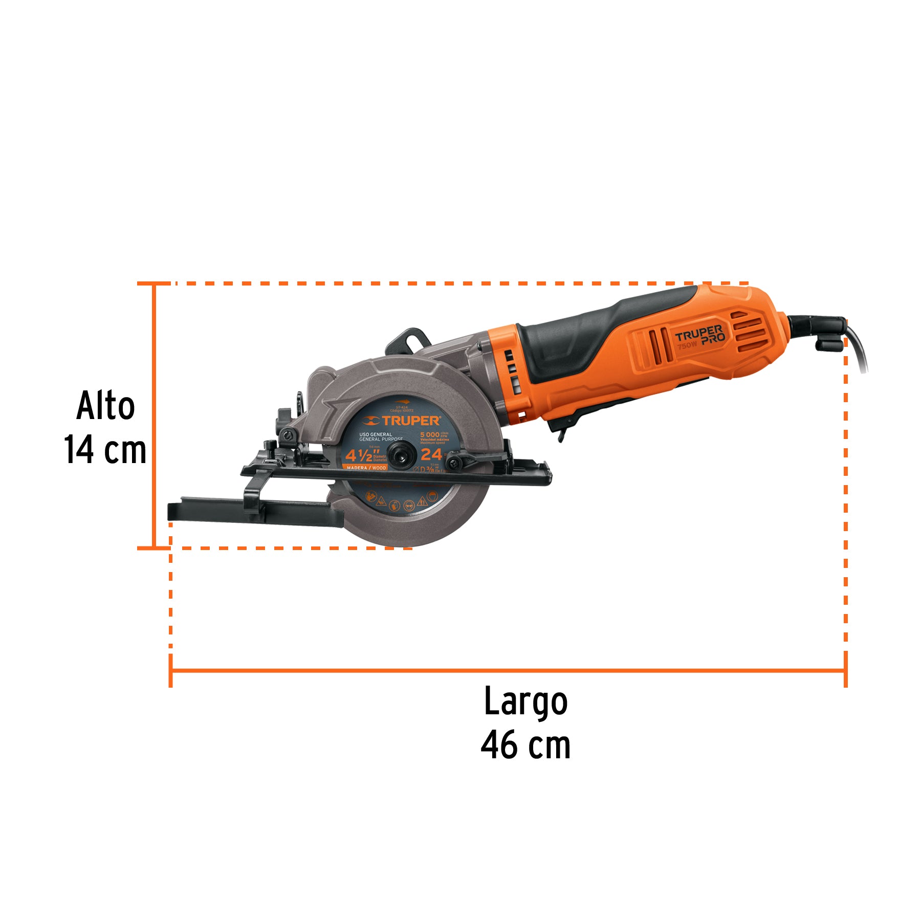 Sierra circular compacta, 4-1/2", 420 W