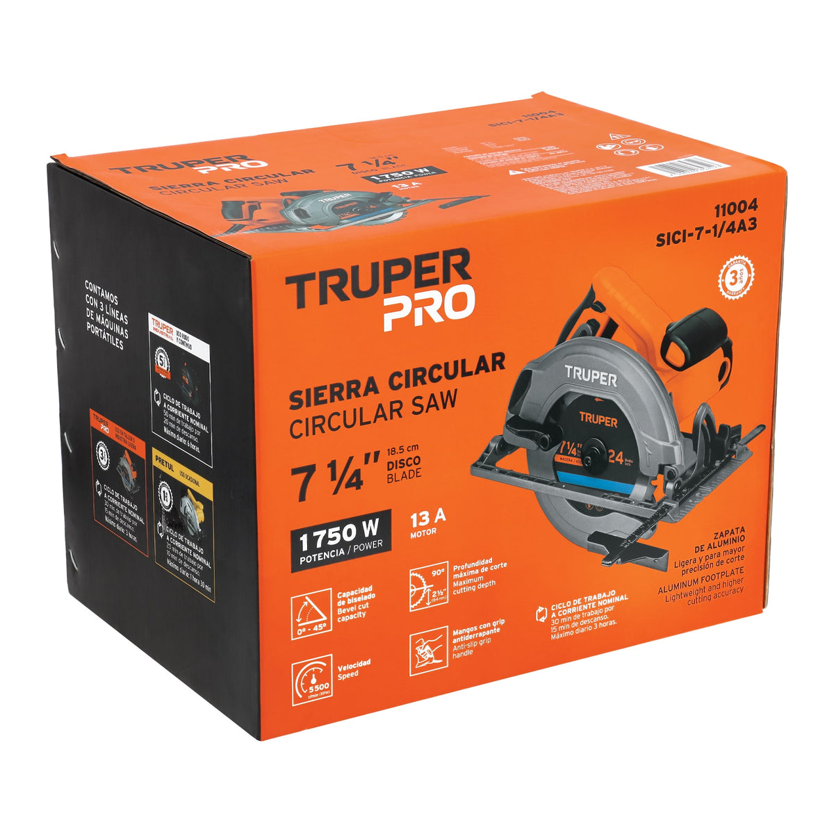 Sierra circular, 7-1/4", profesional, 1500 W