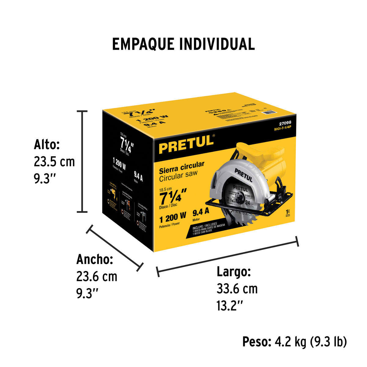 Sierra circular 7-1/4' 1200 W, Pretul