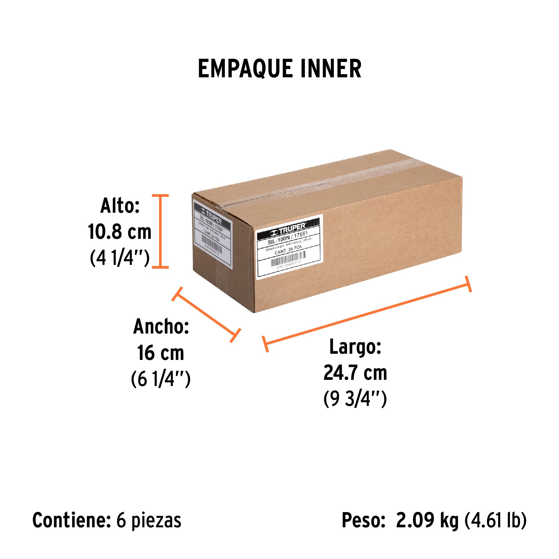 Sellador negro, 100% de silicón, 280 ml