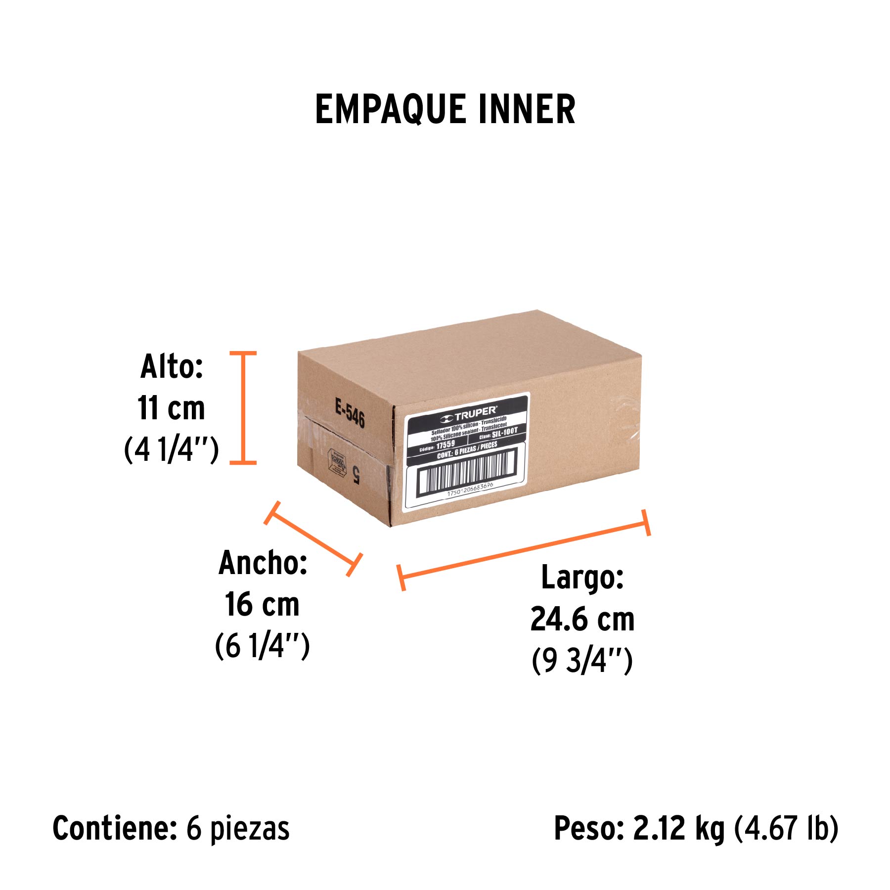 Sellador transparente, 100% de silicón, 280 ml