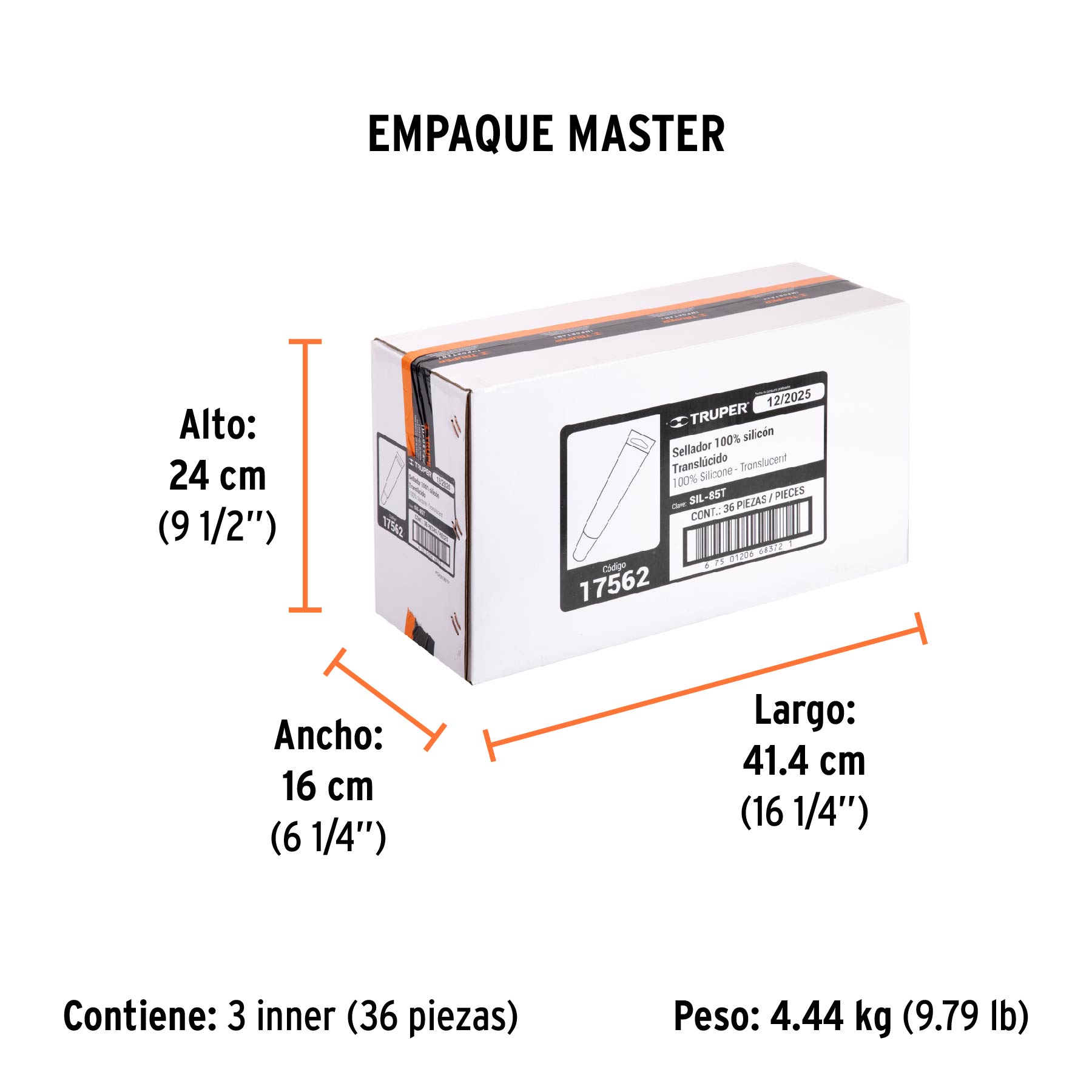 Sellador transparente, 100% de silicón, 85 gr