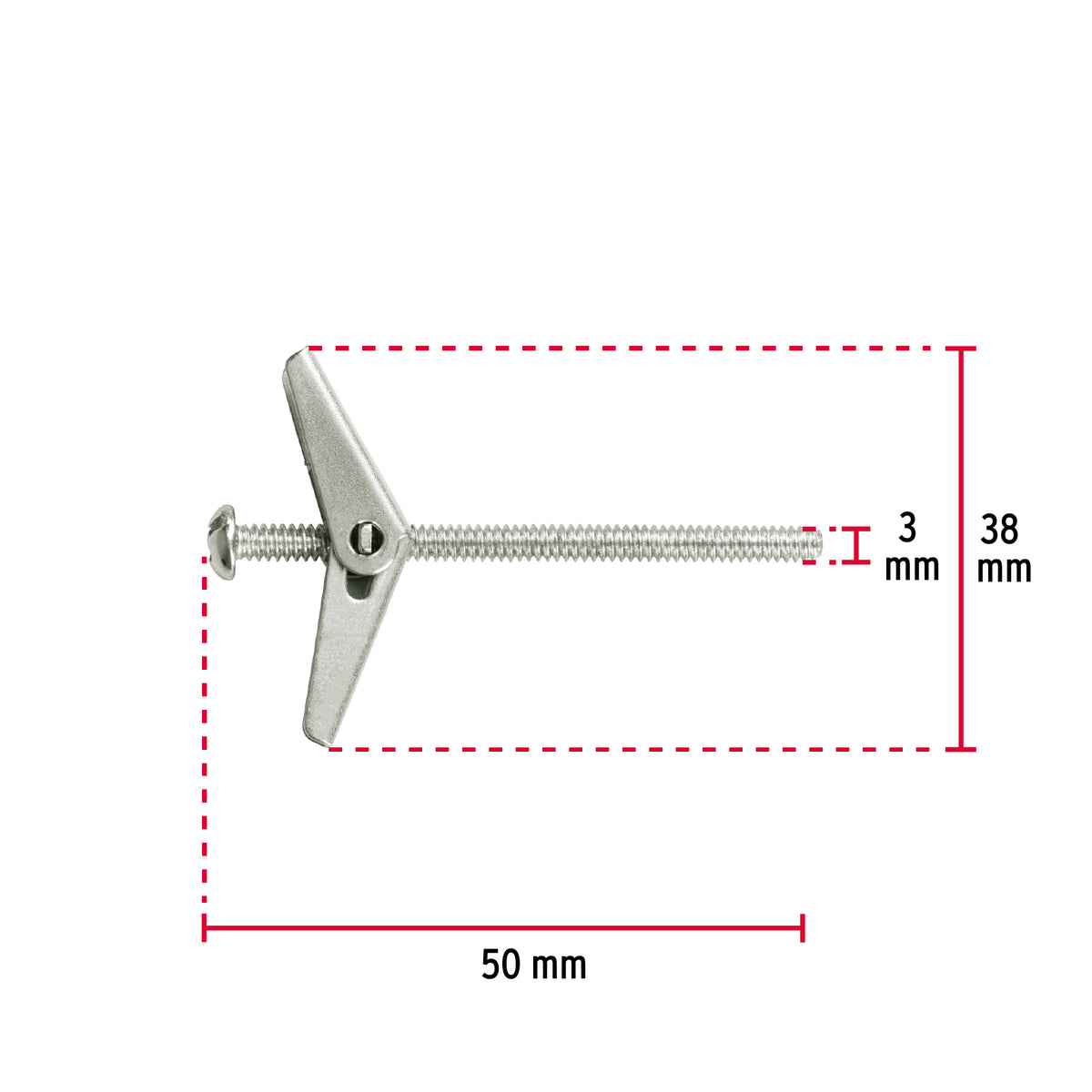 Sujetador tipo mariposa 1/8 X 2", bolsa 4 piezas