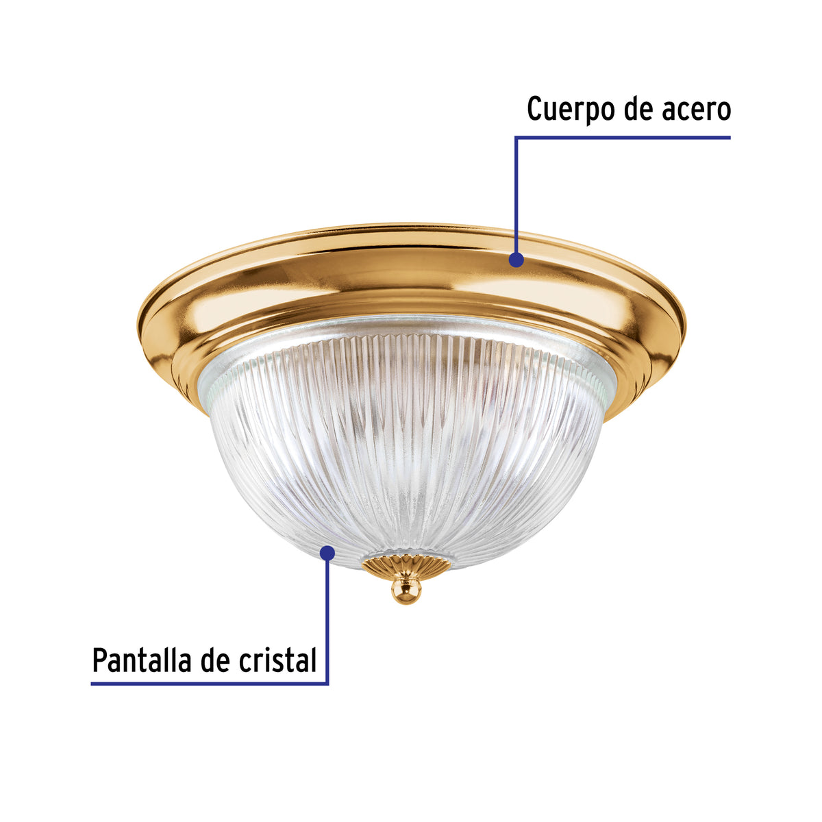 Luminario decorativo latonado, 2X, E26.