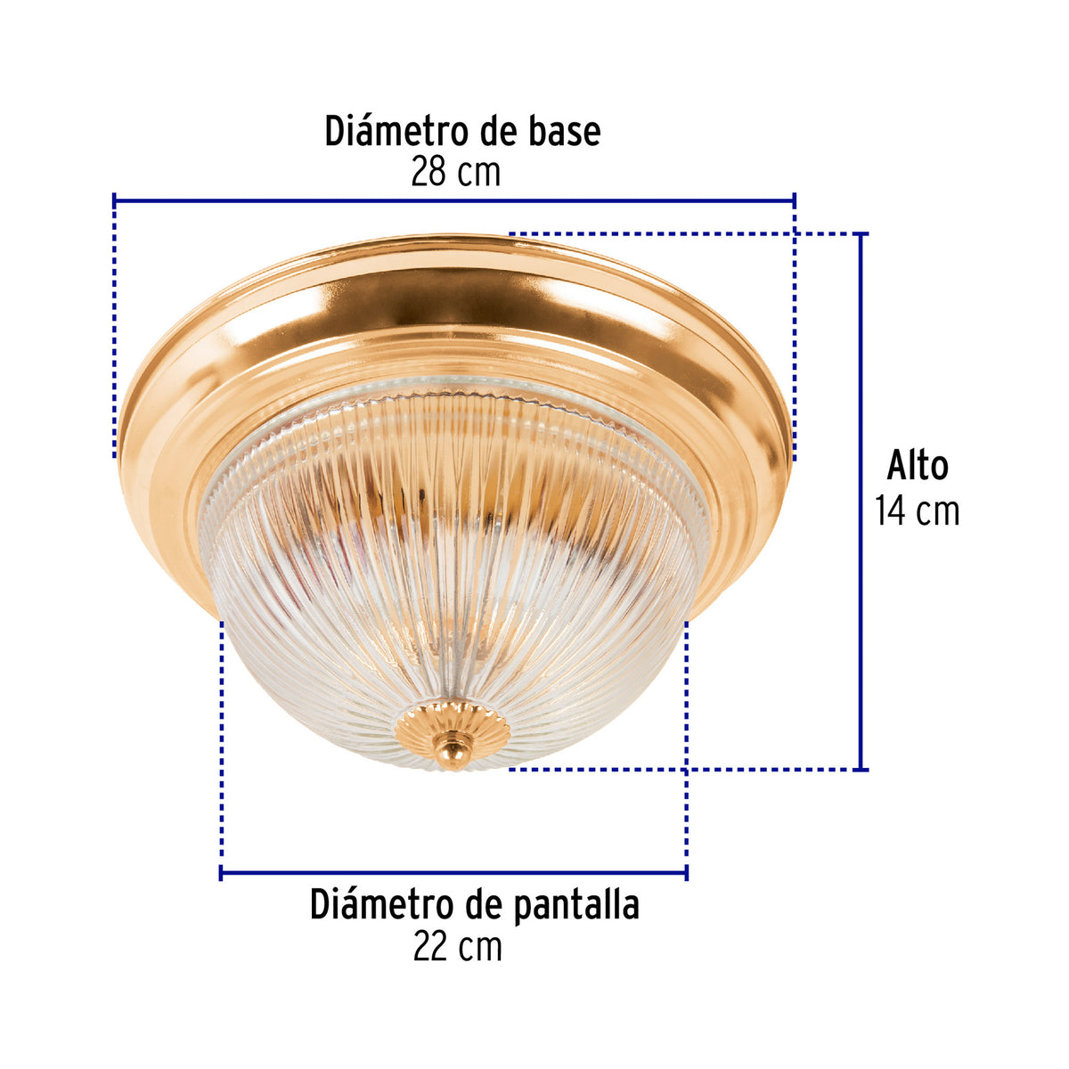 Luminario decorativo latonado, 2X, E26.