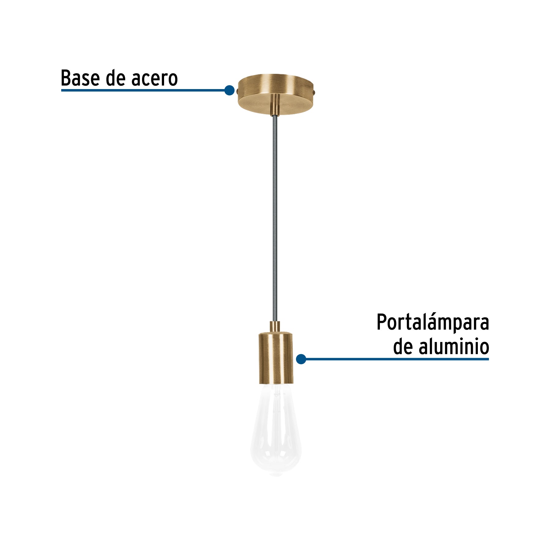 Socket colgante metálico, hierro antiguo, VOLTECK