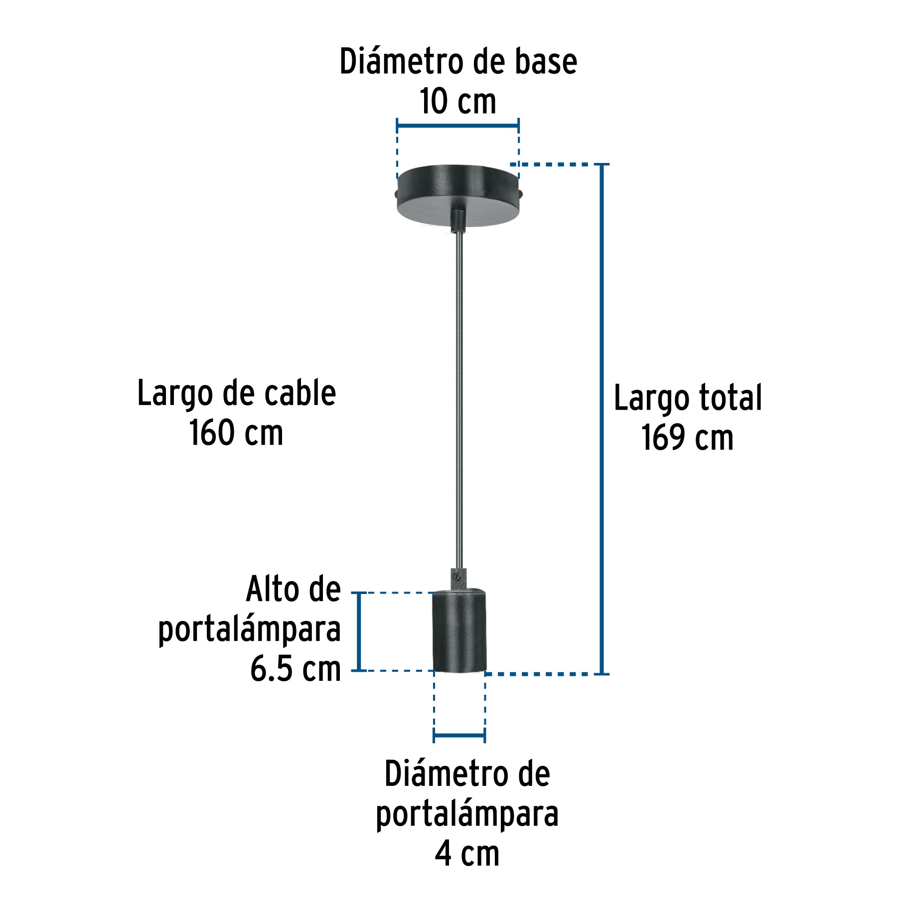 Socket colgante metálico, negro, VOLTECK