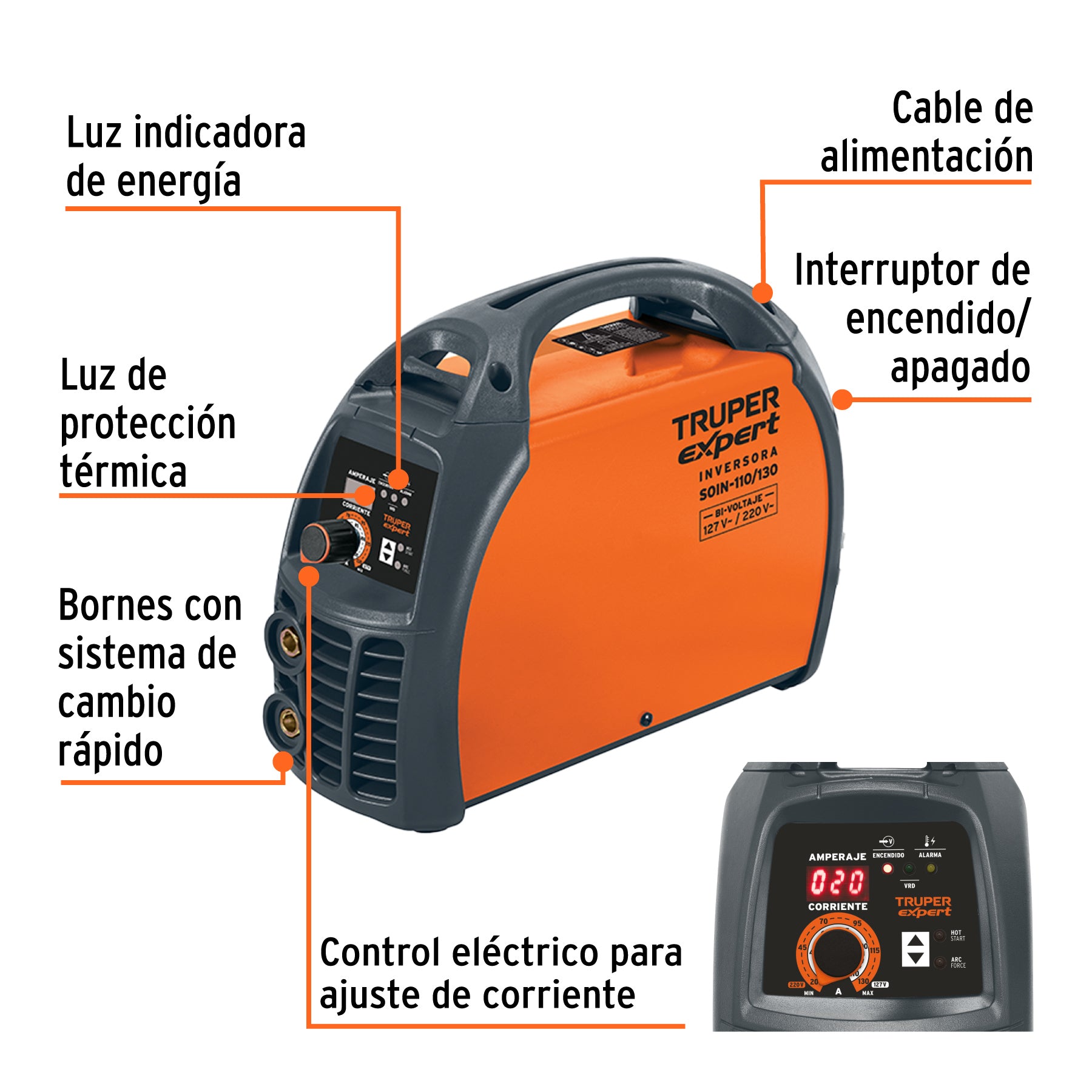 Soldadora inversora, 130 A, 127 V/220 V