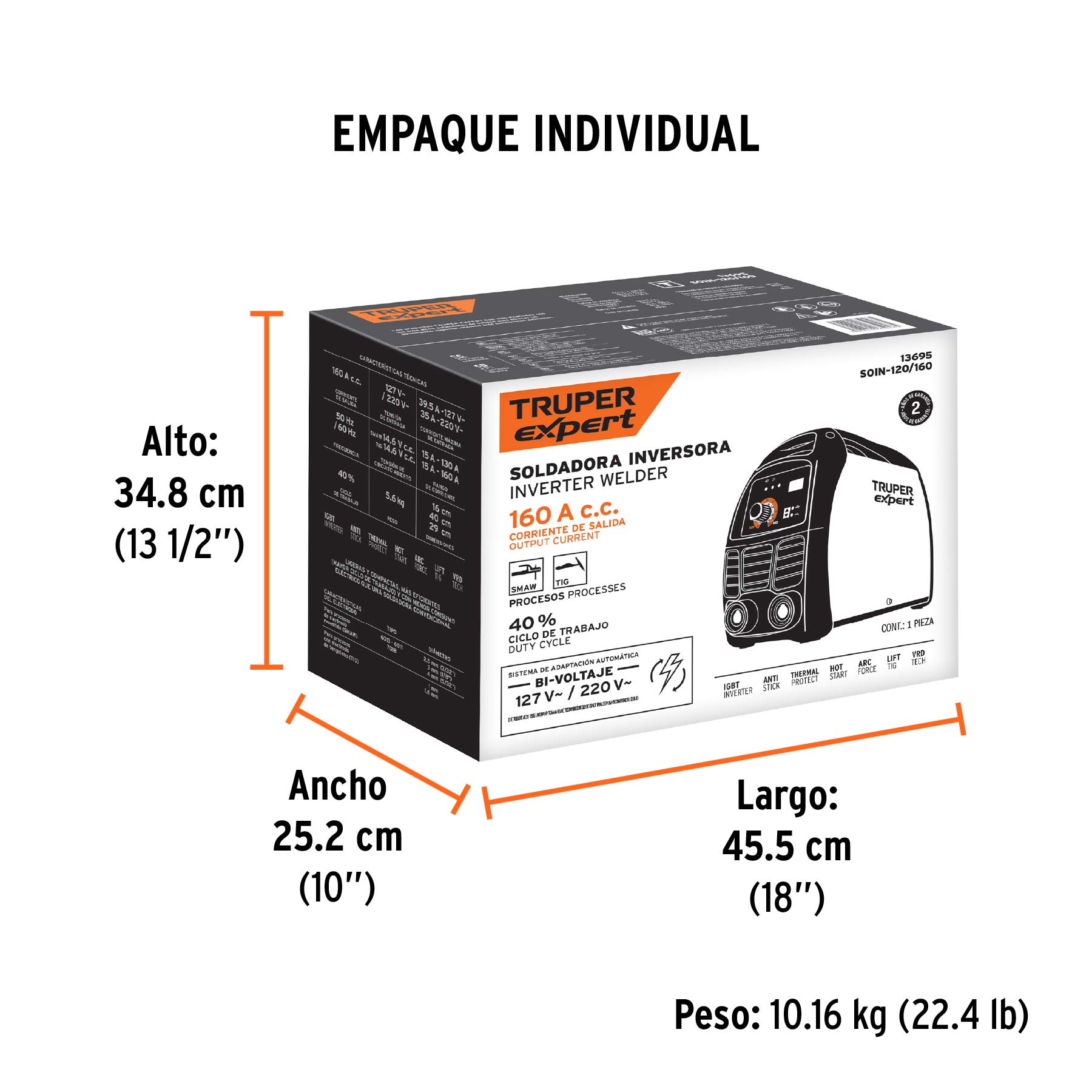 Soldadora inversora, 160 A, 127 V/220 V