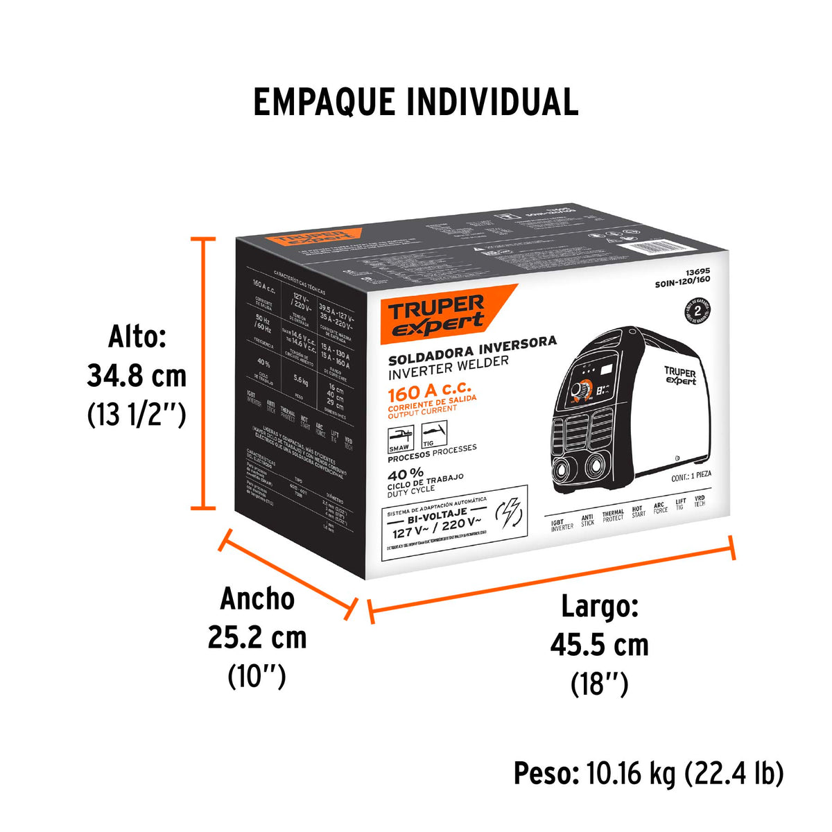Soldadora inversora, 160 A, 127 V/220 V