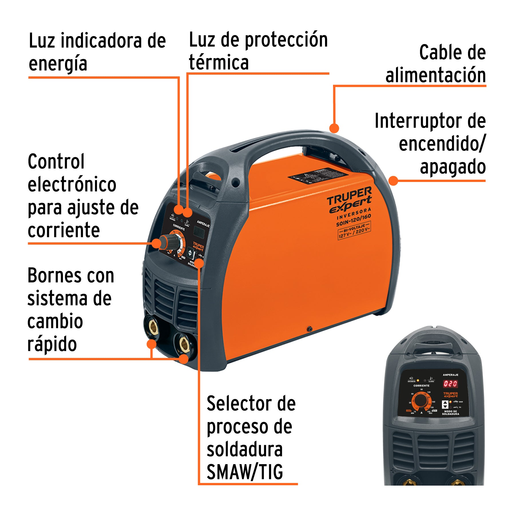 Soldadora inversora, 160 A, 127 V/220 V