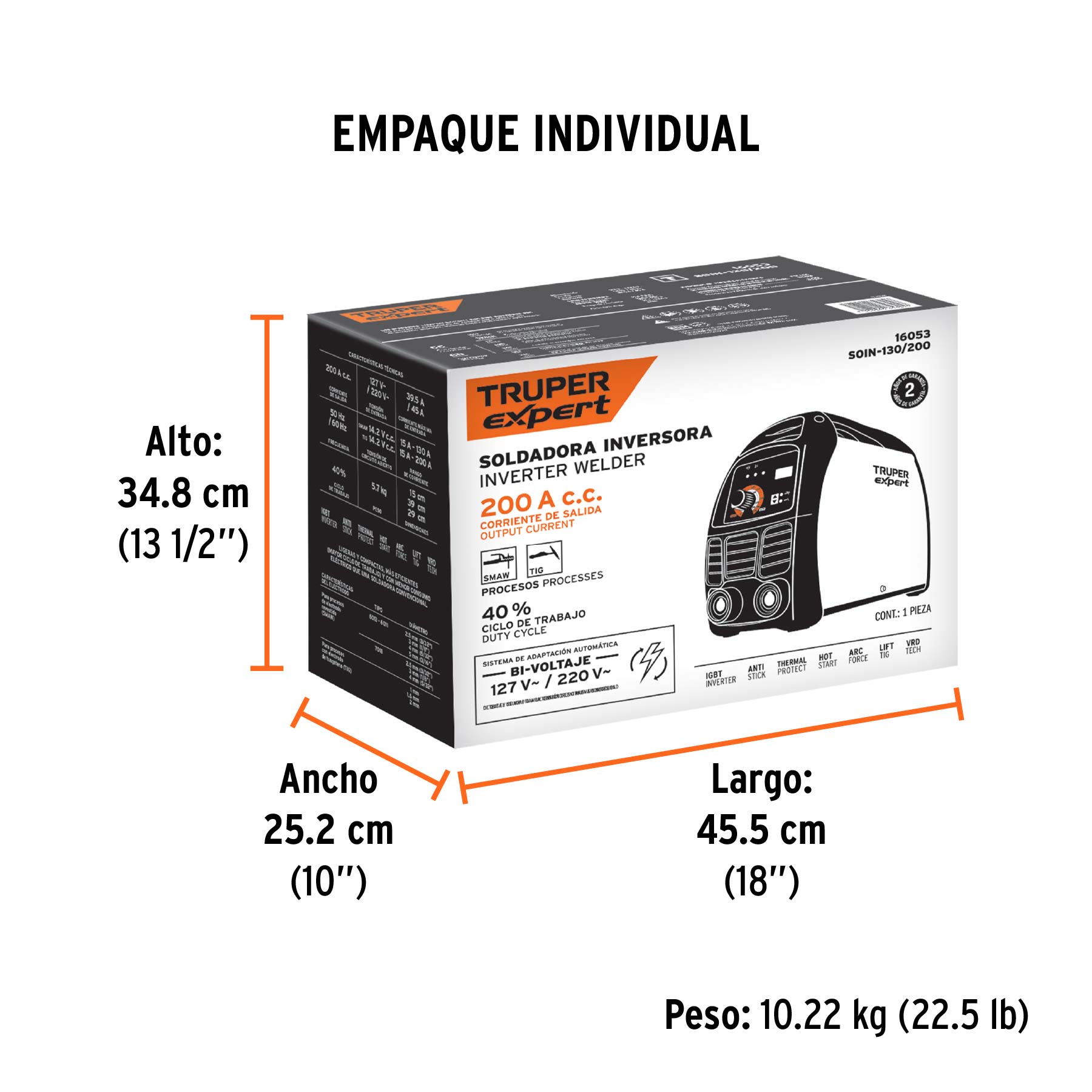 Soldadora inversora, 200 A, 127 V/220 V
