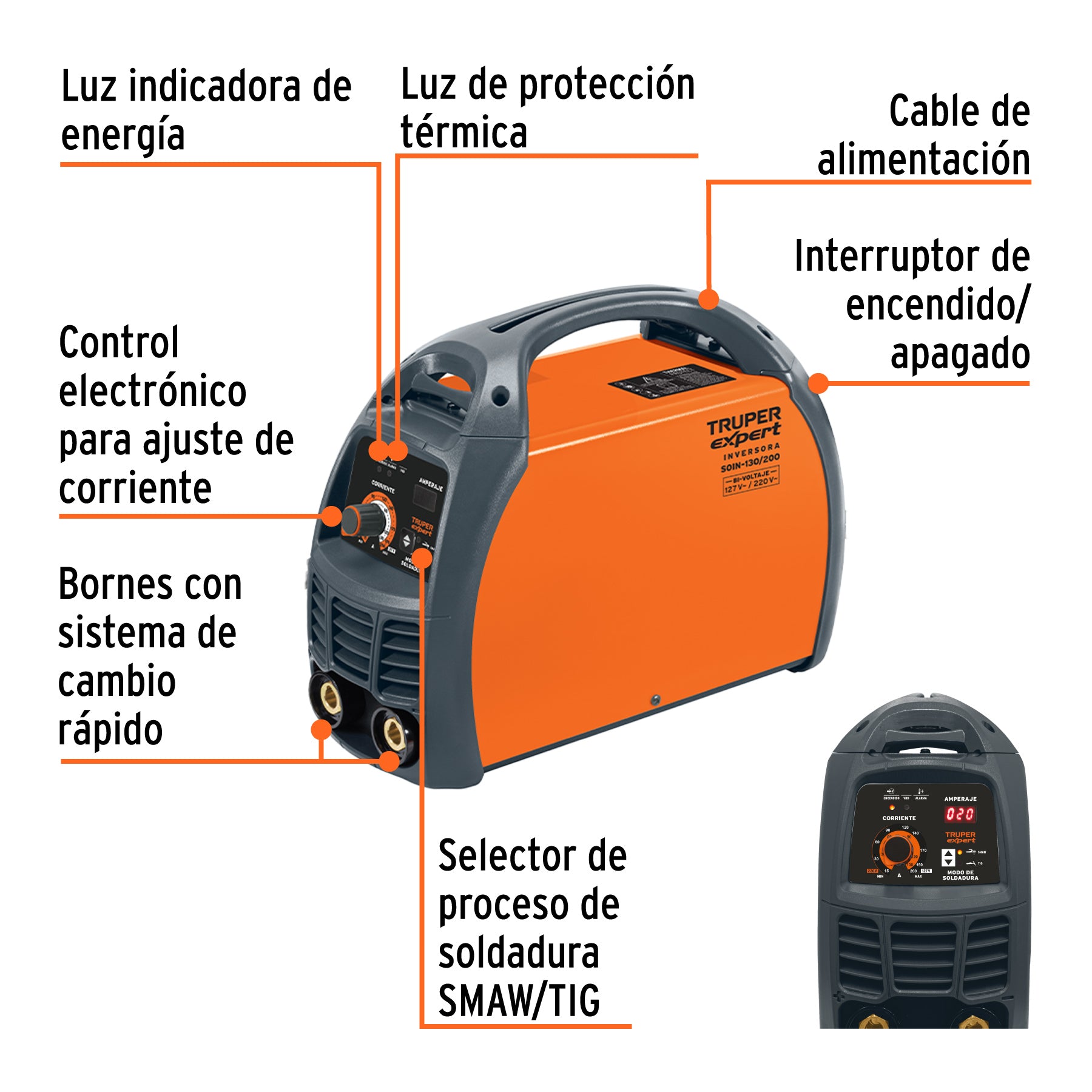 Soldadora inversora, 200 A, 127 V/220 V