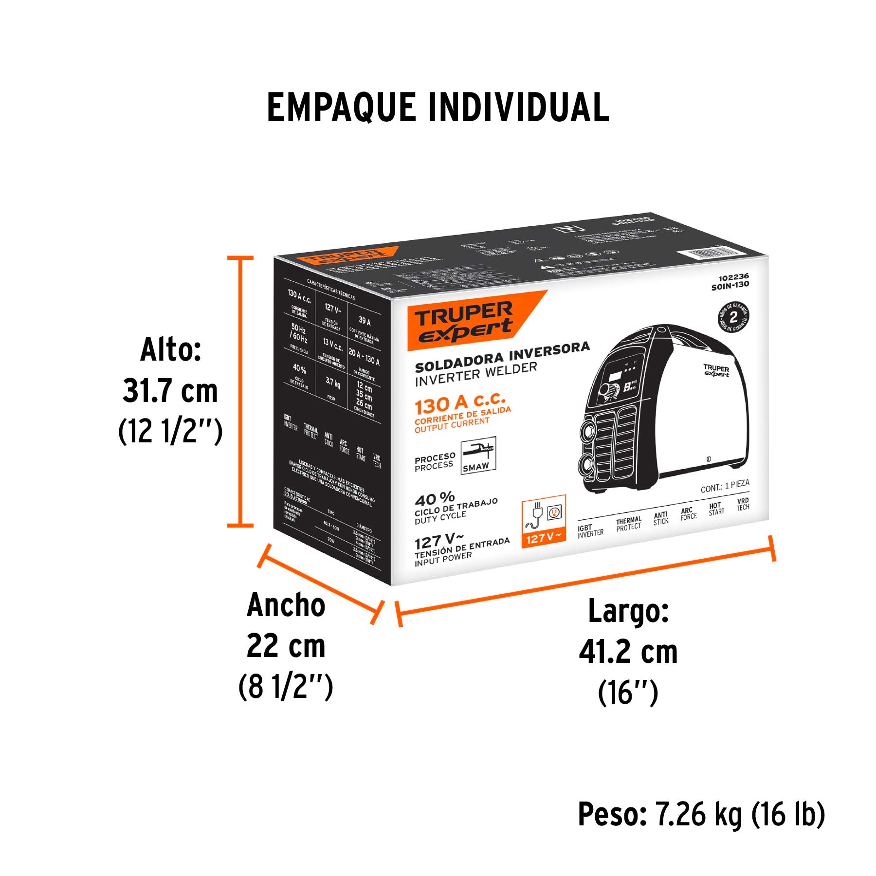 Soldadora inversora 130 A, 127V, Truper