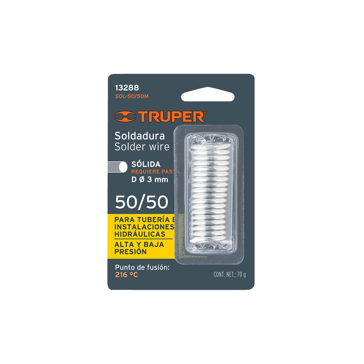 Mini soldadura sólida 50/50 para tubería hidráulica, 70 g