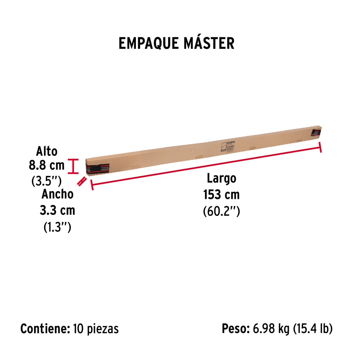 Cremallera doble blanca para ménsulas planas, 1.5m