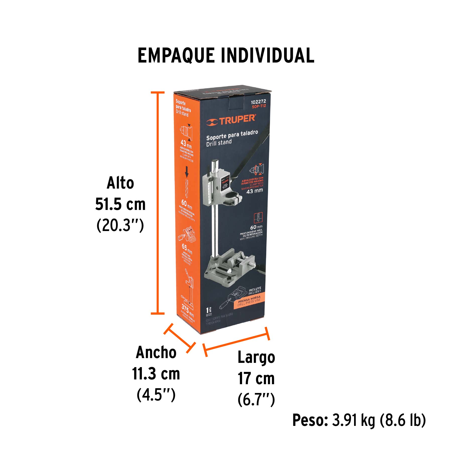 Soporte vertical para taladro 3/8'-1/2', Truper