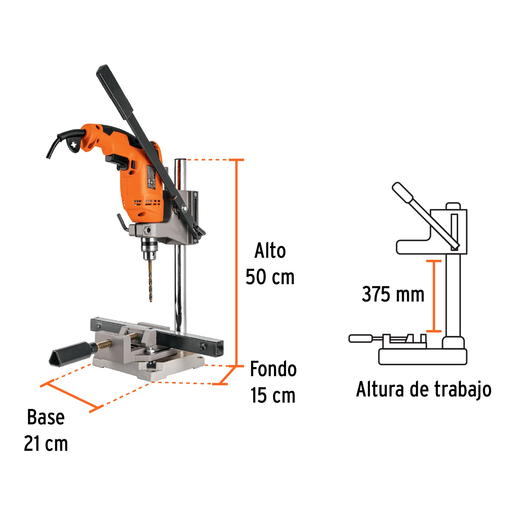 Soporte vertical para taladro 3/8'-1/2', Truper