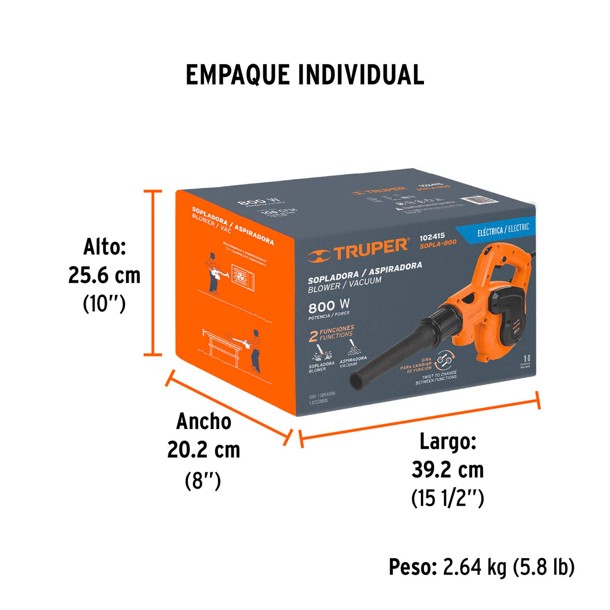 Sopladora/Aspiradora eléctrica 800 W, Truper