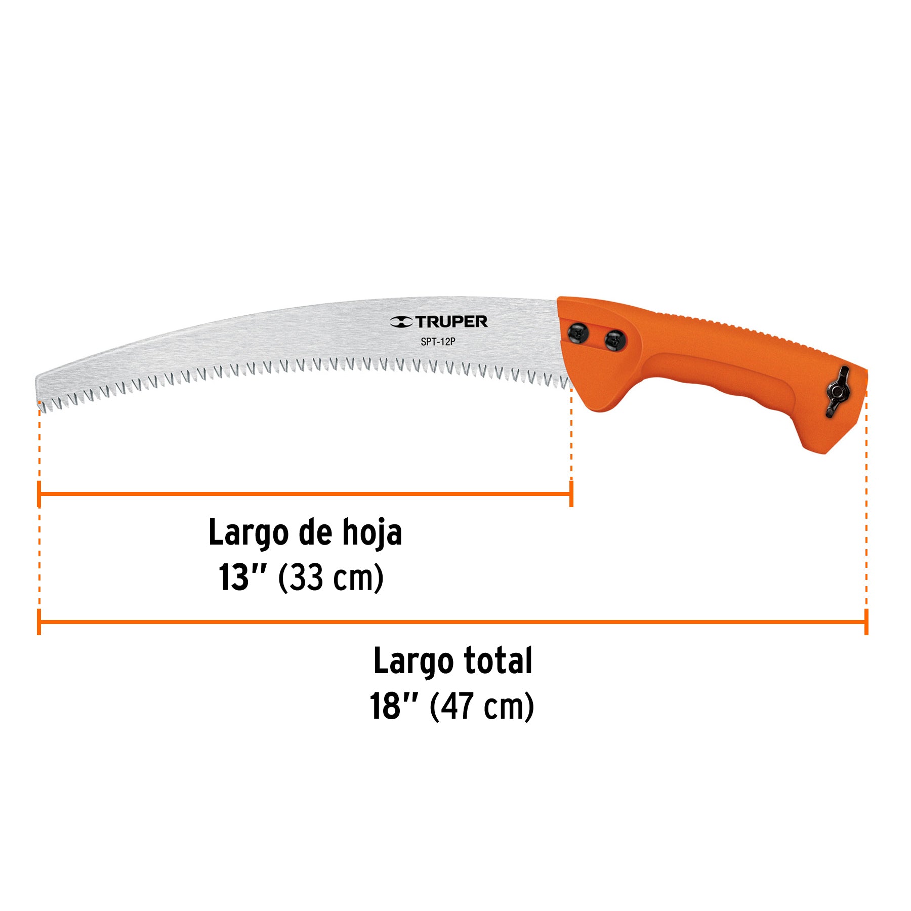 Serrucho de poda 12' hoja curva 6 DPP, mango de plástico