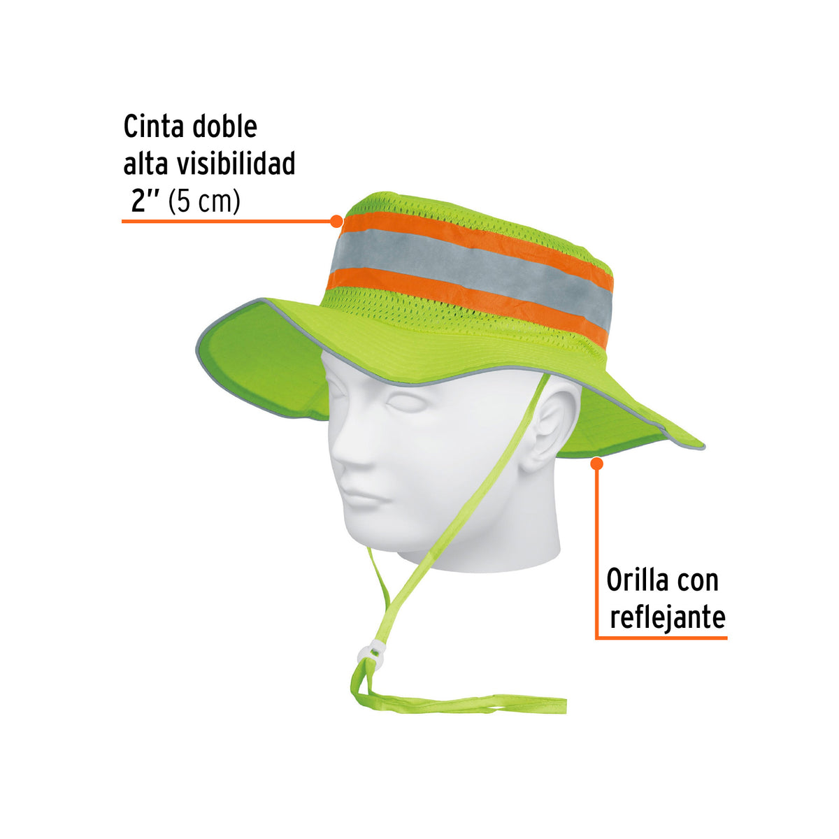 Sombrero alta visibilidad con reflejante, verde
