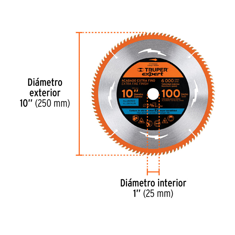 Disco sierra, aluminio 10",100dpp,Expert