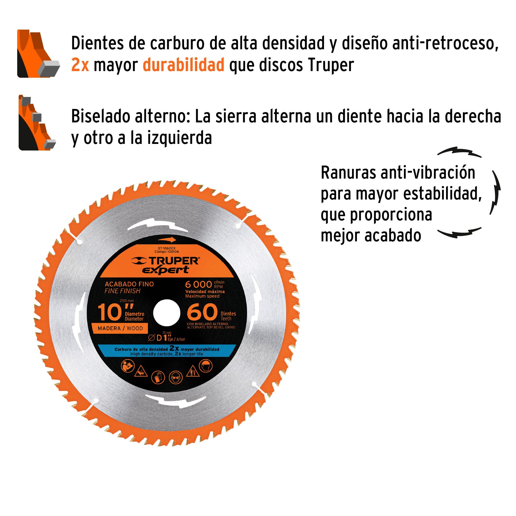 Disco sierra, madera 10", 60dpp, Expert
